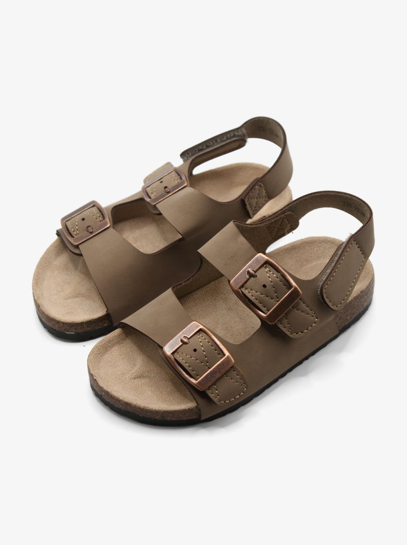 Sandales à scratch Taupe - Kiabi