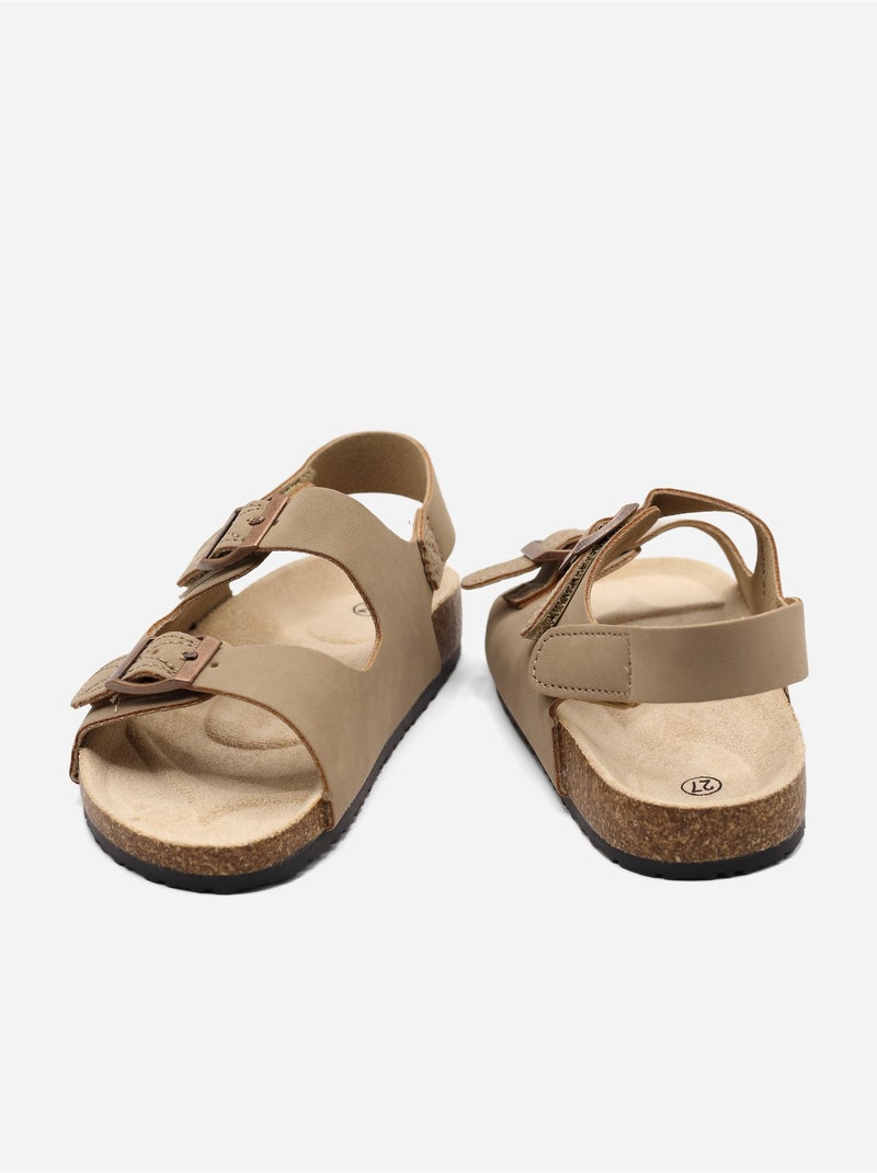 Sandales à scratch Taupe - Kiabi