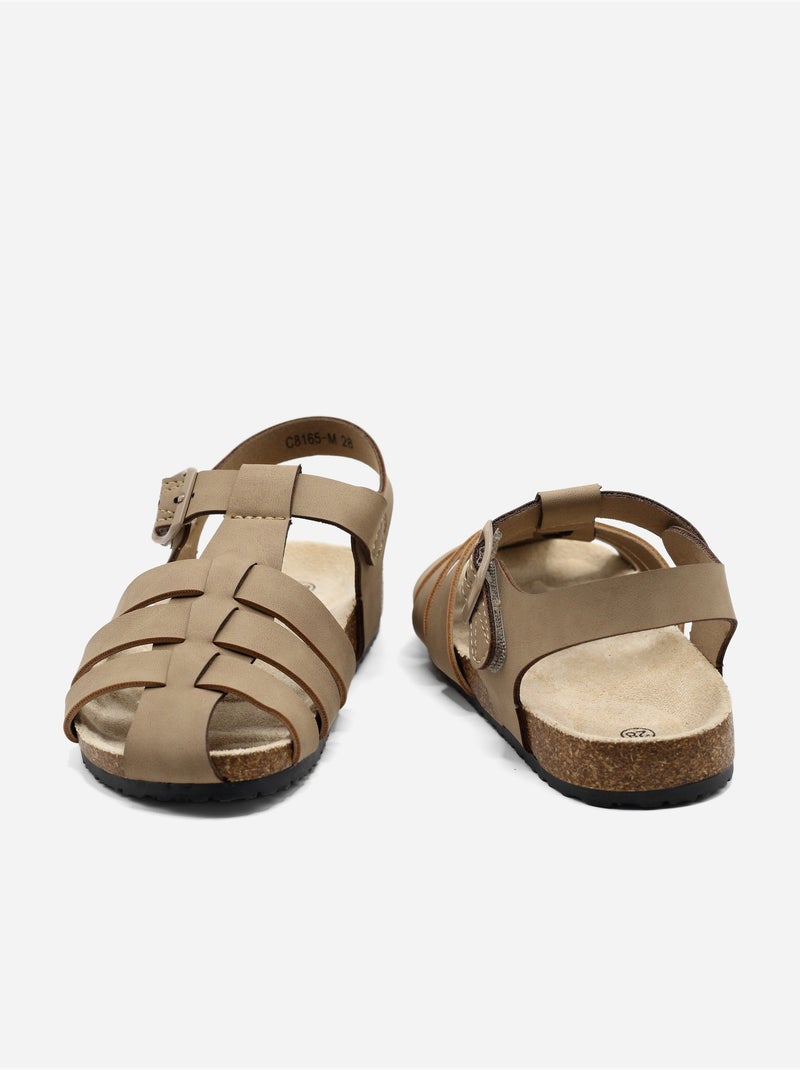 Sandales à scratch Taupe - Kiabi