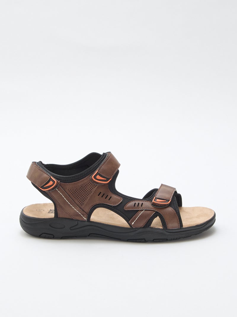 Sandales à scratch tricolore Marron - Kiabi