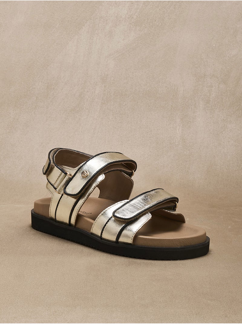 Sandales à scratchs en cuir - PEDICONFORT Doré - Kiabi