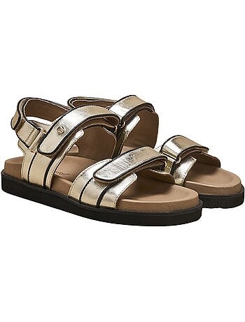 Sandales à scratchs en cuir