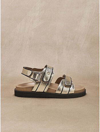 Sandales à scratchs en cuir