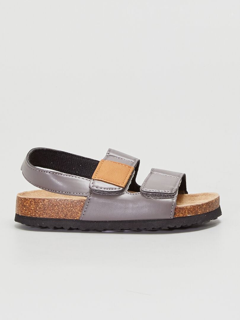 Sandales à scratchs gris - Kiabi