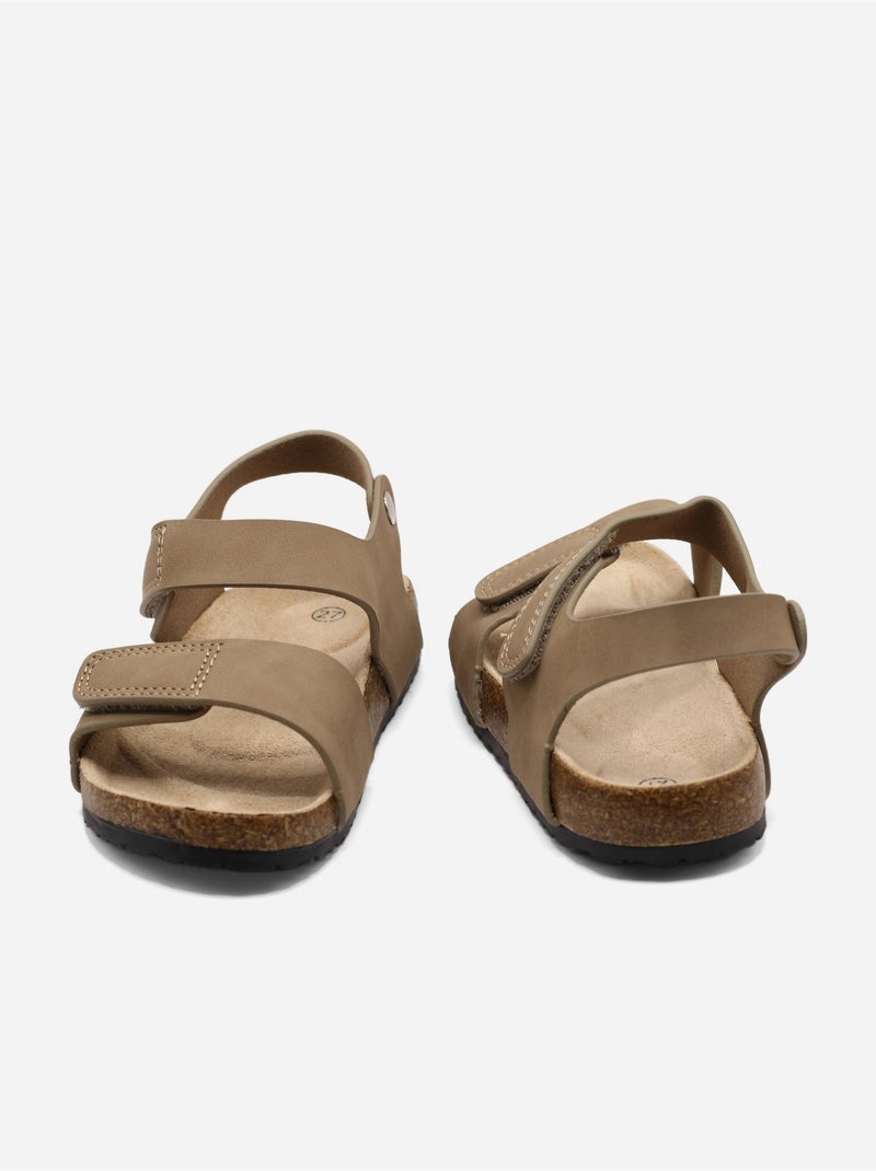 Sandales à scratchs Taupe - Kiabi