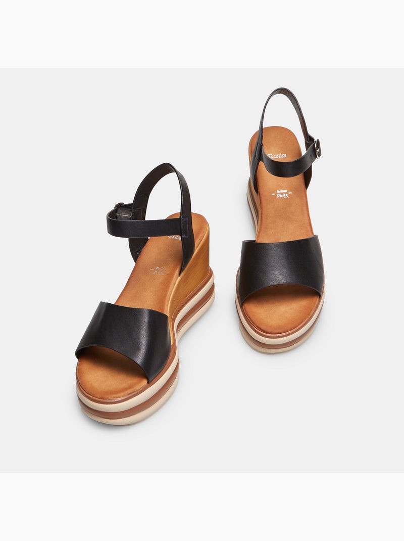 Sandales à semelle compensée BATA Noir - Kiabi