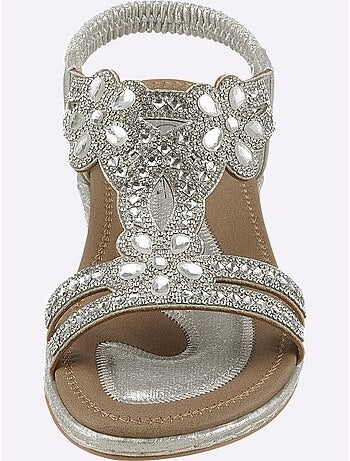 Sandales à strass avec élastique et semelle flexible - Taille standard - Helline