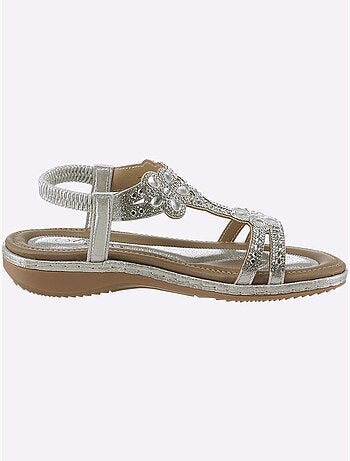 Sandales à strass avec élastique et semelle flexible - Taille standard - Helline