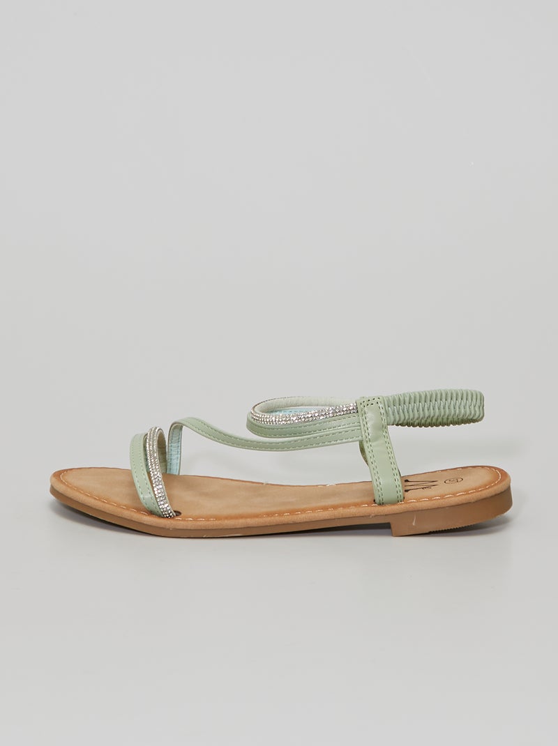 Sandales à strass vert - Kiabi