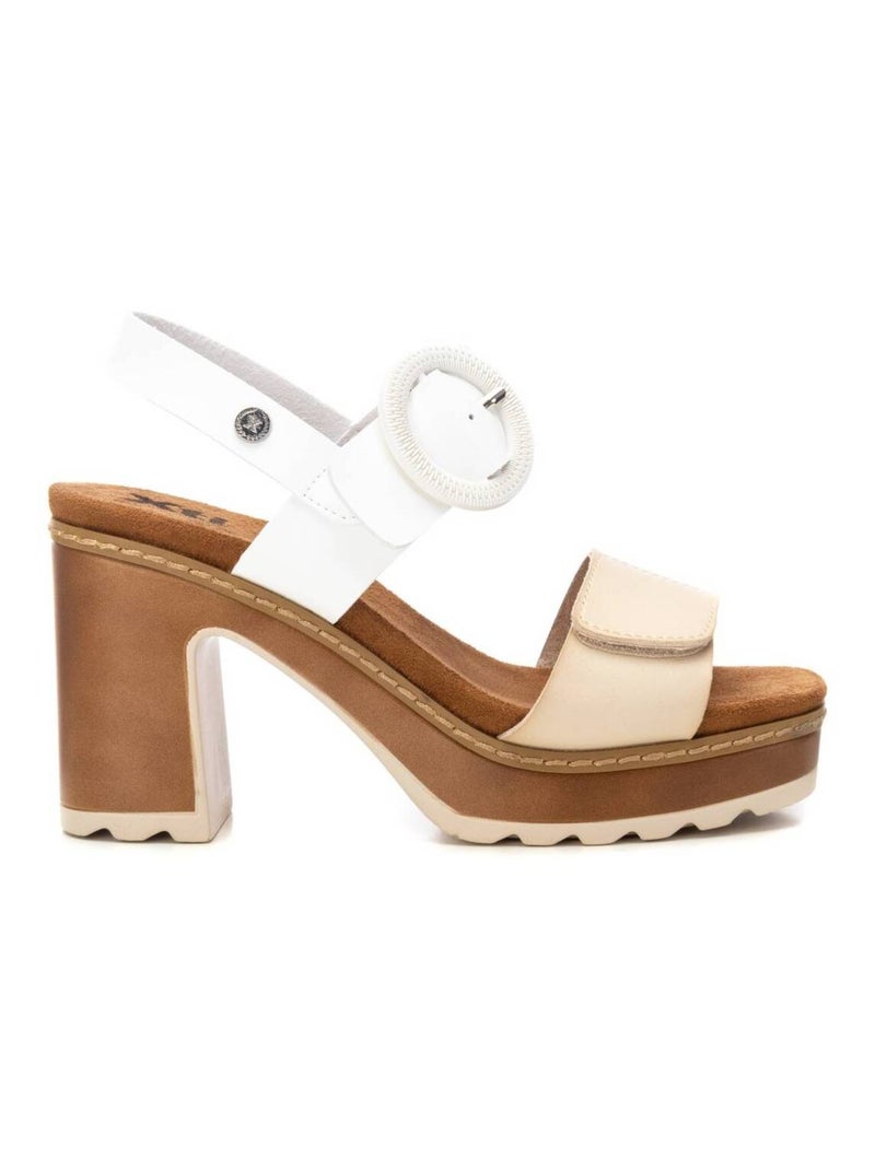 Sandales à talon à boucle Blanc - Kiabi