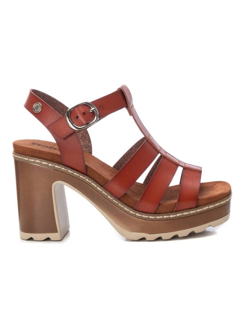 Sandales à talon à boucle Camel - Kiabi