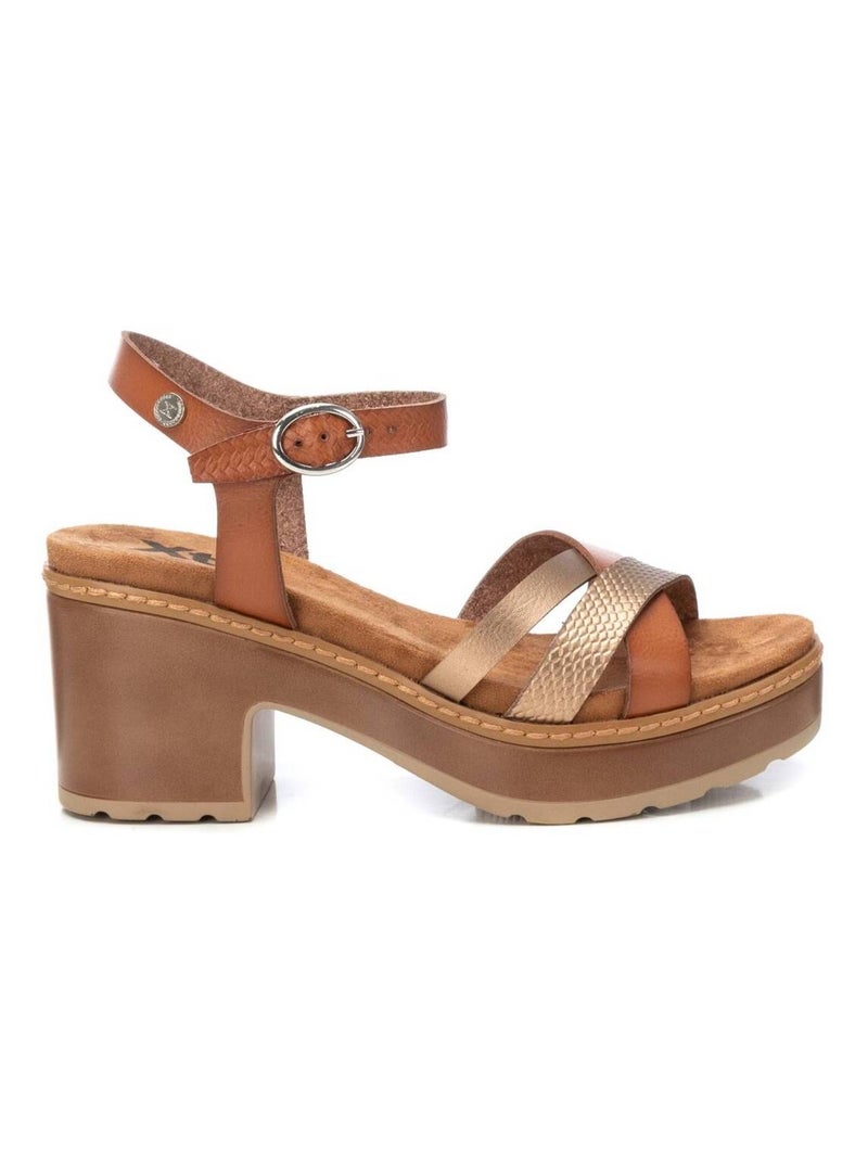 Sandales à talon à boucle Camel - Kiabi