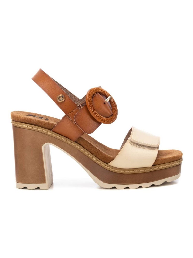 Sandales à talon à boucle Camel - Kiabi