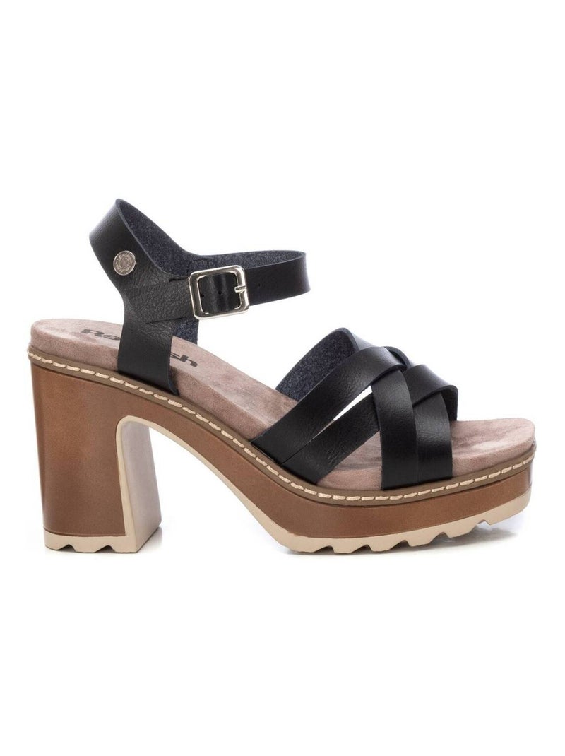 Sandales à talon à boucle Noir - Kiabi