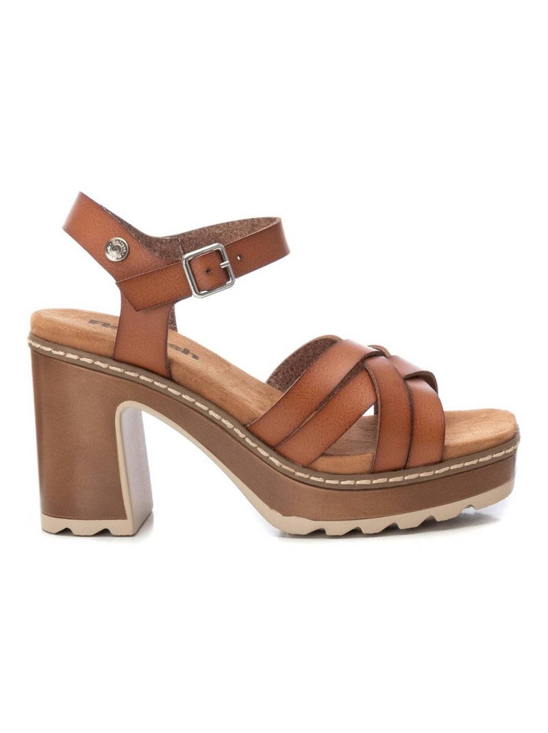 Sandales à talon à boucle Taupe - Kiabi