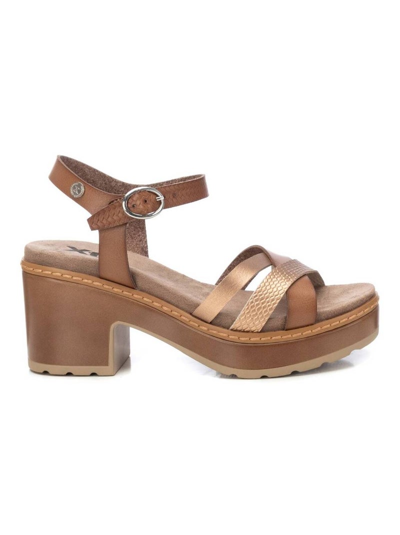 Sandales à talon à boucle Taupe - Kiabi