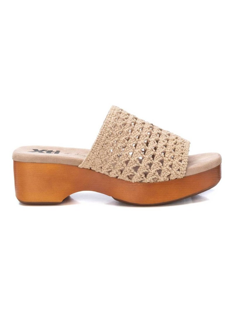Sandales à talon à enfiler Beige - Kiabi