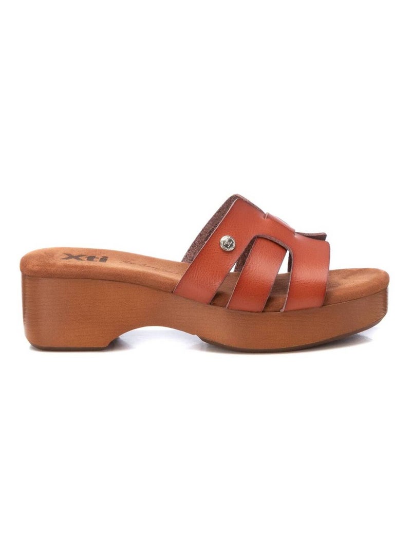 Sandales à talon à enfiler Camel - Kiabi