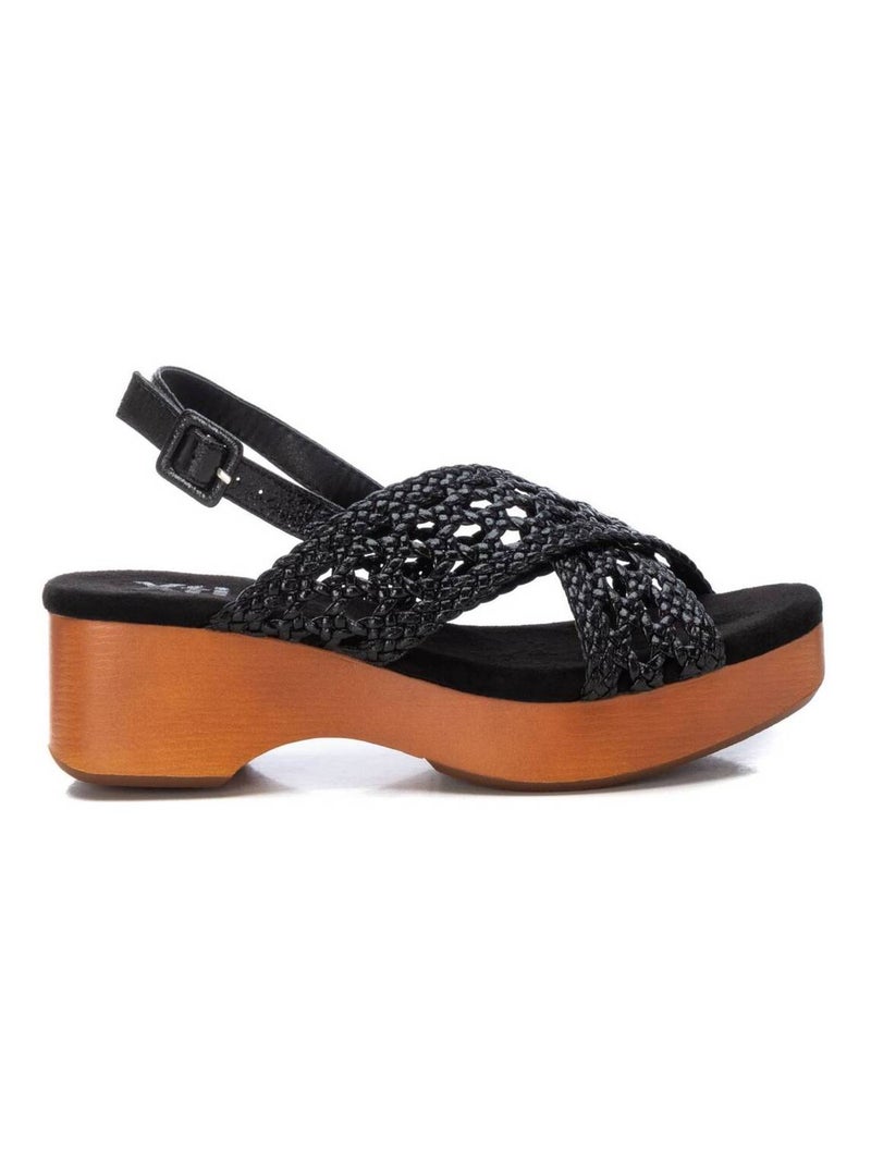 Sandales à Enfiler Femme Style Western - Faux Daim Noir Avec Boucles Coulissantes