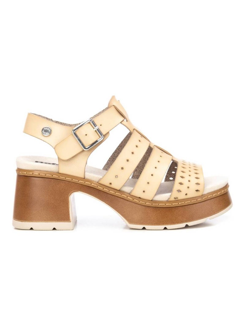 Sandales à talon avec boucle Beige - Kiabi