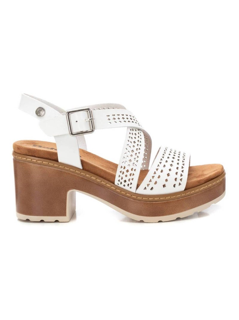 Sandales à talon avec boucle Blanc - Kiabi