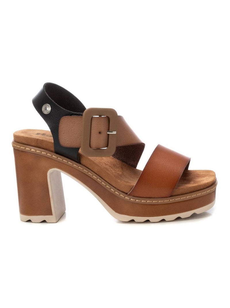 Sandales à talon avec boucle Camel - Kiabi