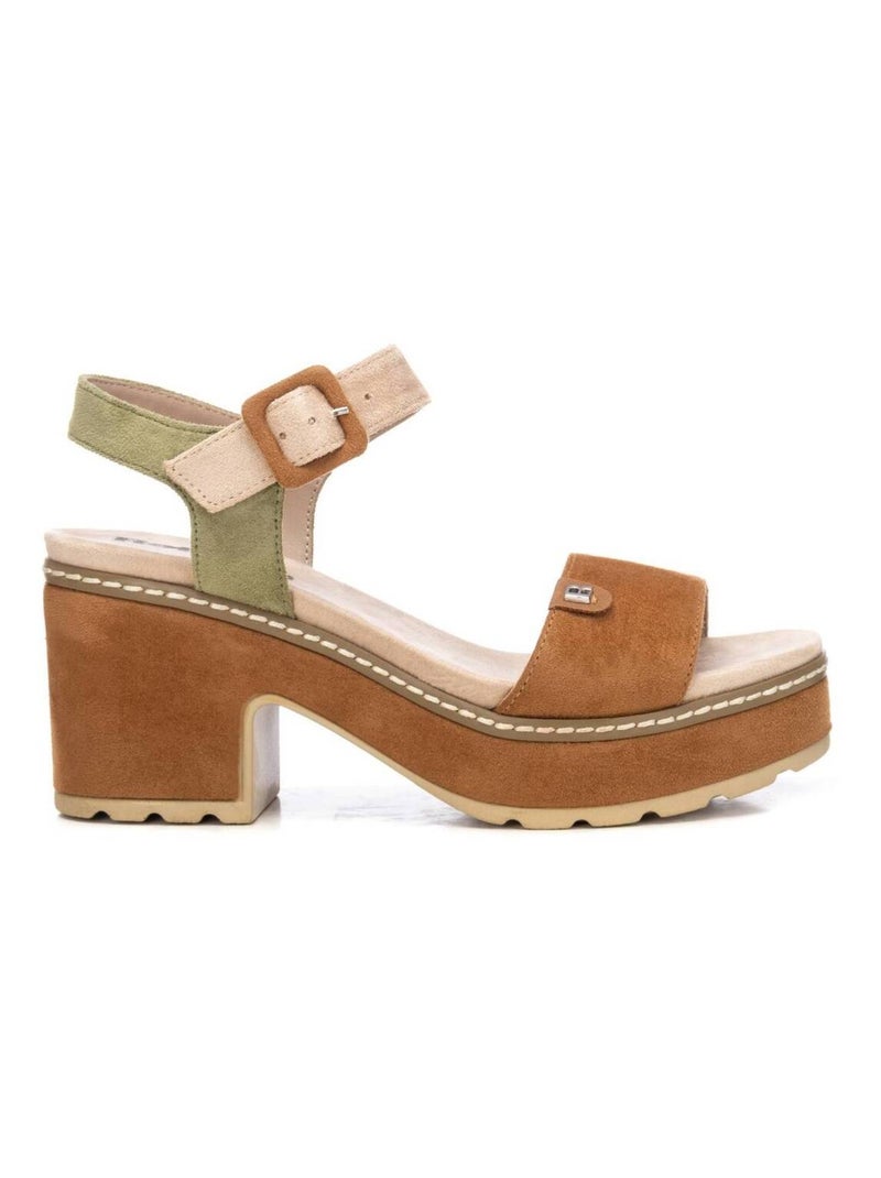Sandales à talon avec boucle Camel - Kiabi