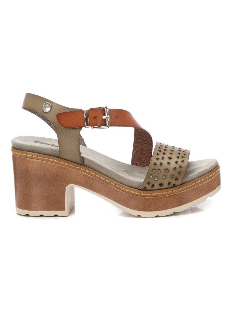 Sandales à talon avec boucle Kaki - Kiabi