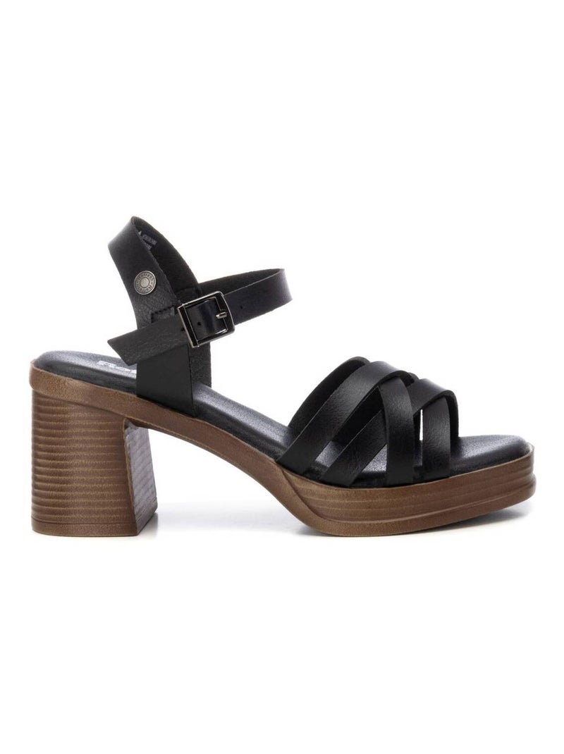 Sandales à talon avec boucle Noir - Kiabi