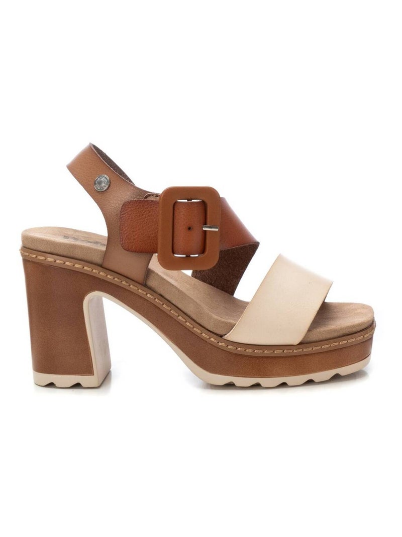 Sandales à talon avec boucle Taupe - Kiabi