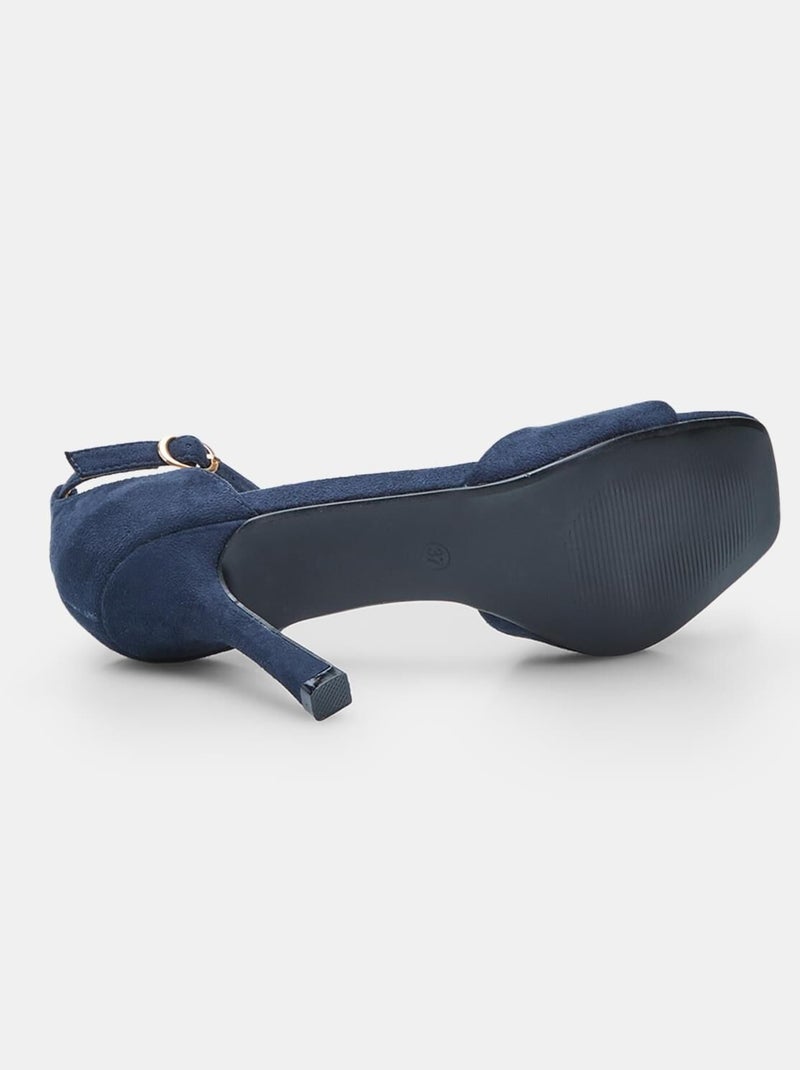 Sandales  à talon avec bride à la cheville BATA Bleu - Kiabi