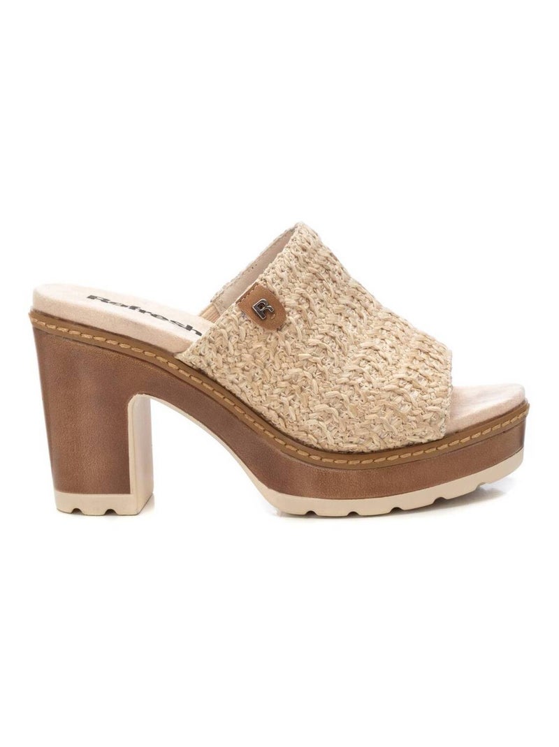 Sandales à talon avec bride arrière Beige - Kiabi
