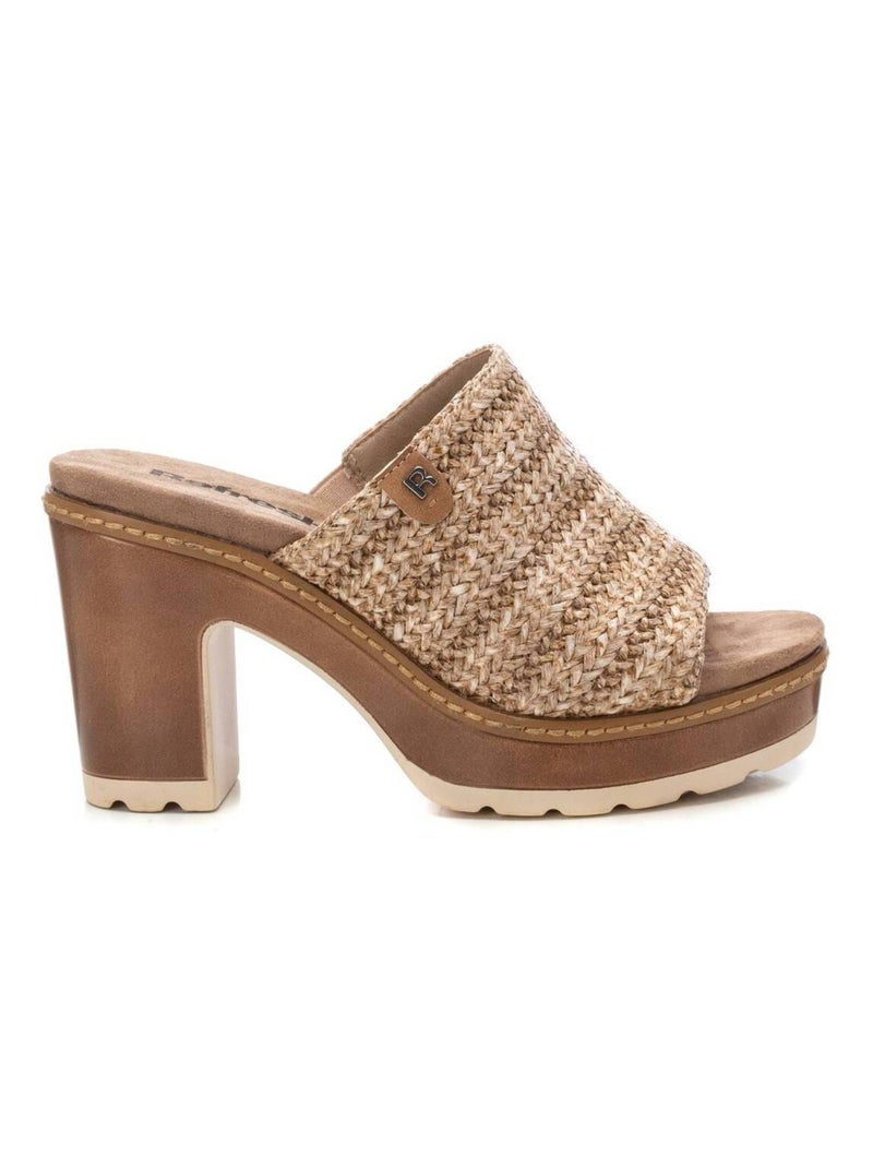 Sandales à talon avec bride arrière Taupe - Kiabi