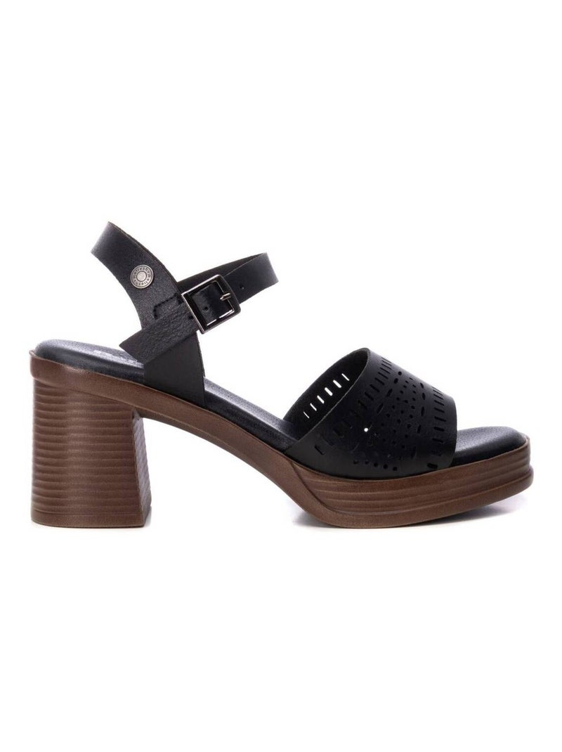 Sandales à talon avec bride cheville Noir - Kiabi
