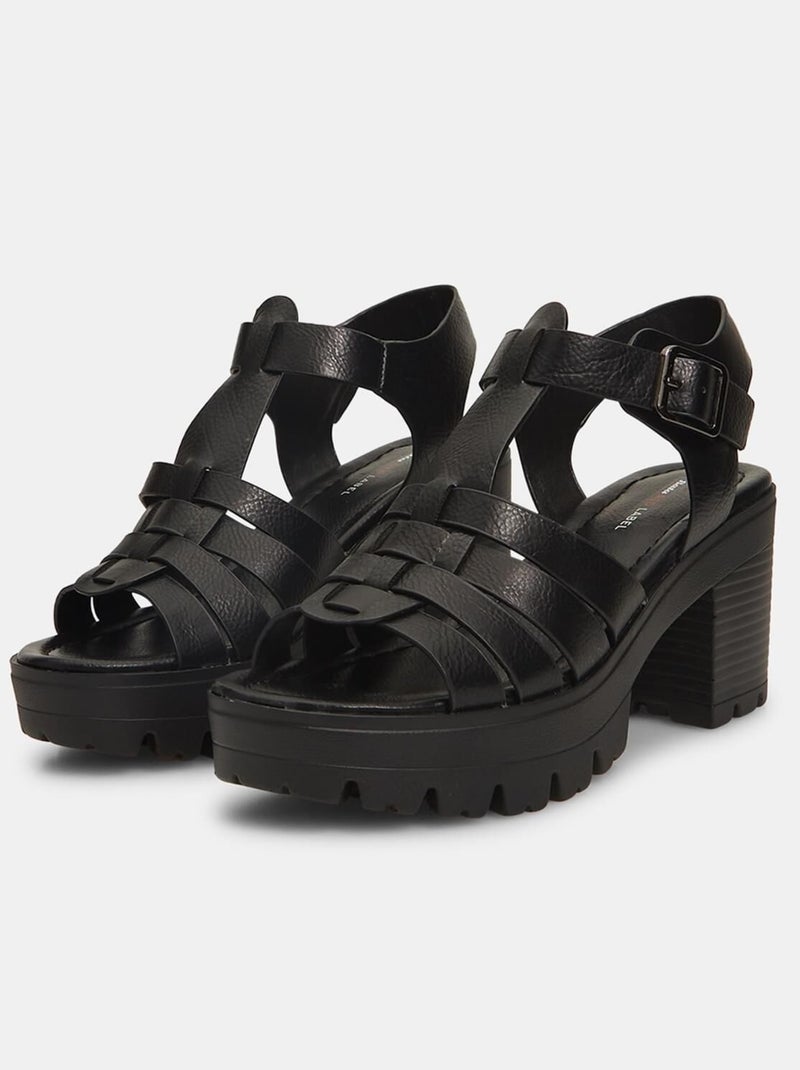 Sandales à talon avec semelle crantée BATA Noir - Kiabi