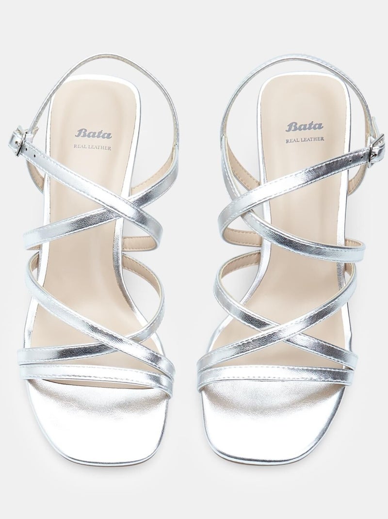Sandales  à talon BATA Argent - Kiabi