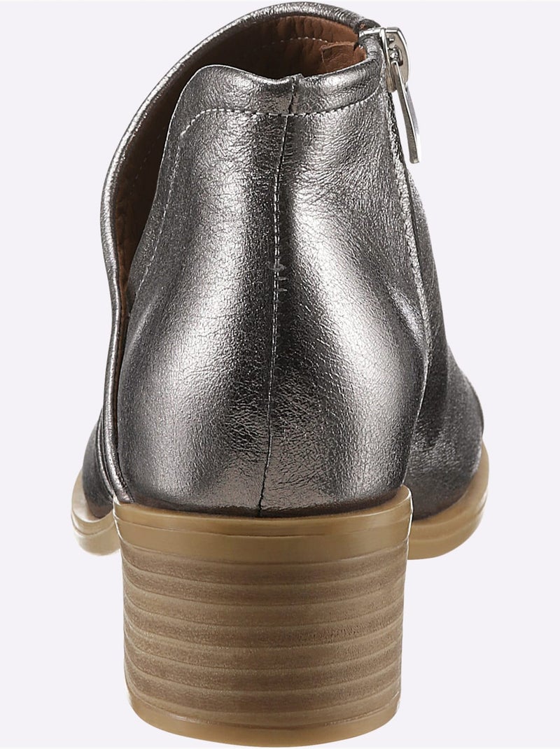 Sandales à talon bottier avec glissière latérale et doublure en cuir - taille standard - helline Argenté - Kiabi