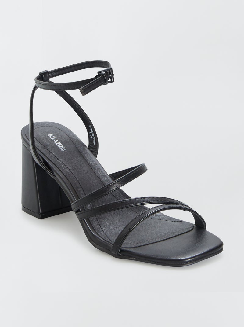 Sandales à talon carré avec brides Noir - Kiabi