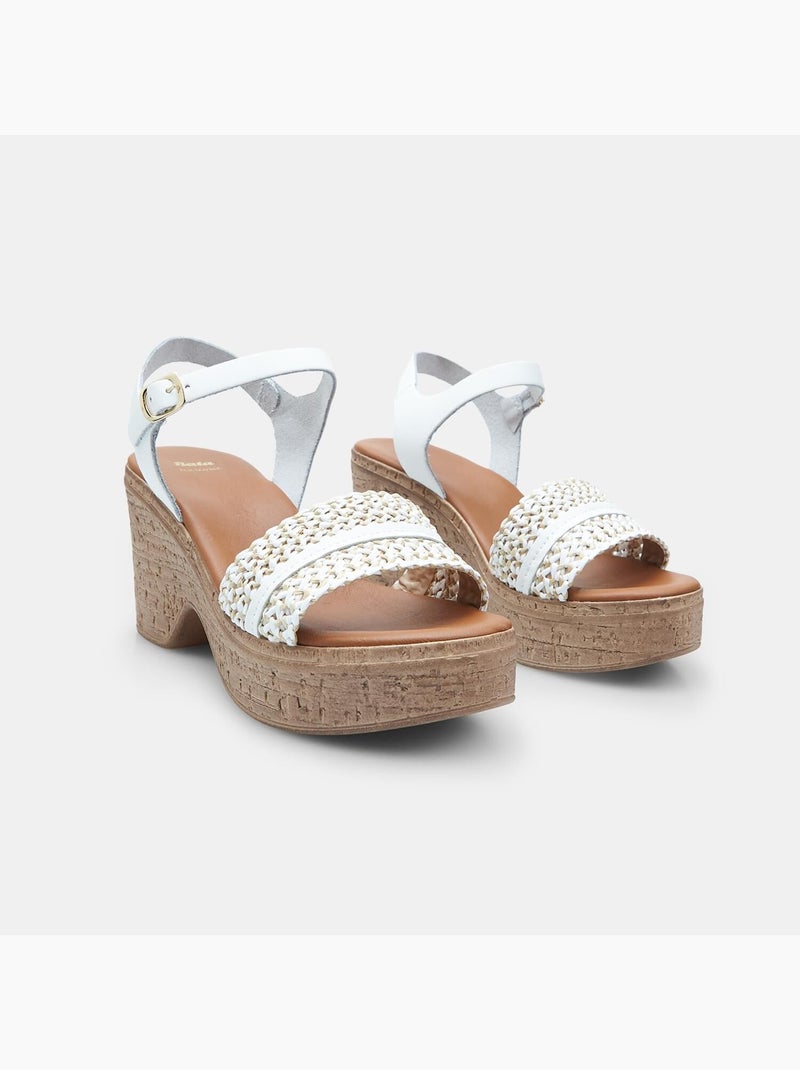 Sandales à talon compensé BATA Blanc - Kiabi