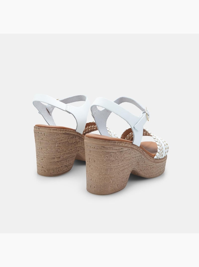 Sandales à talon compensé BATA Blanc - Kiabi