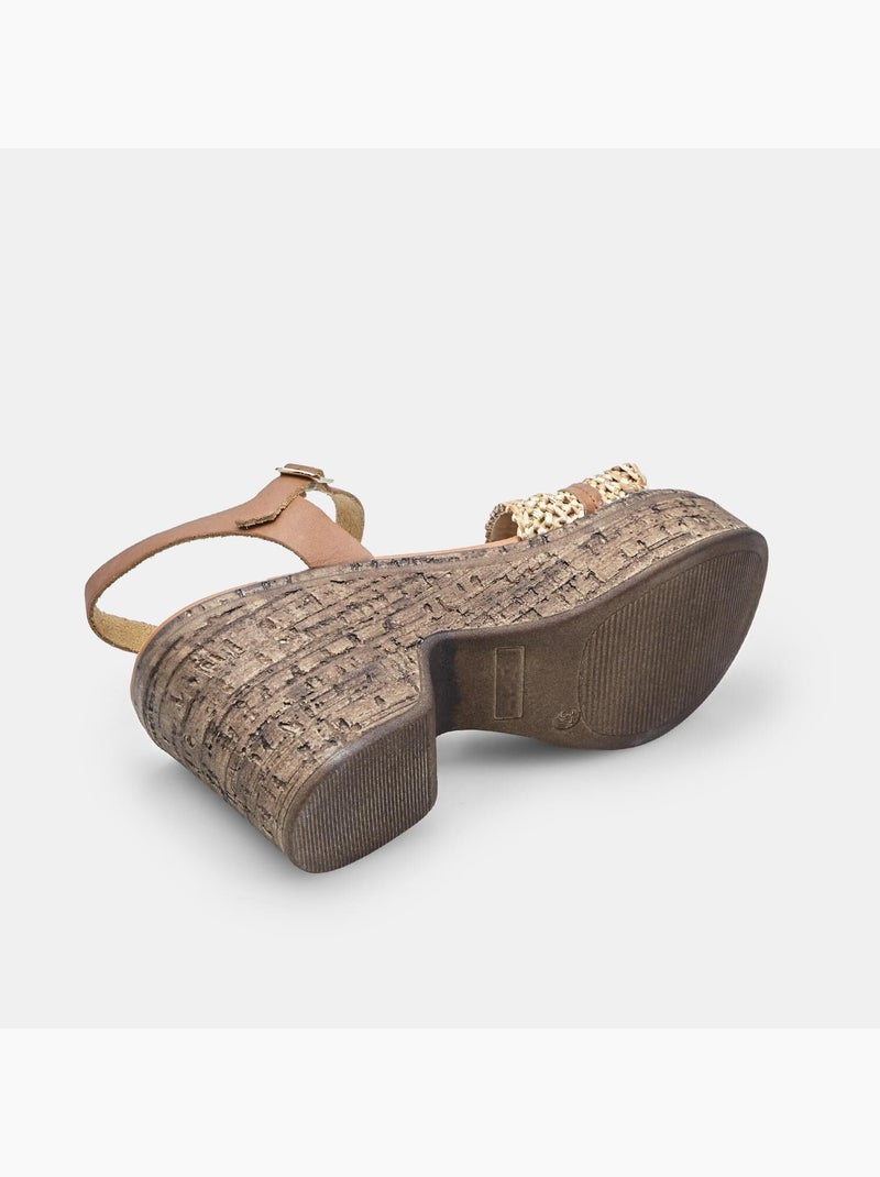 Sandales à talon compensé BATA Bronze - Kiabi