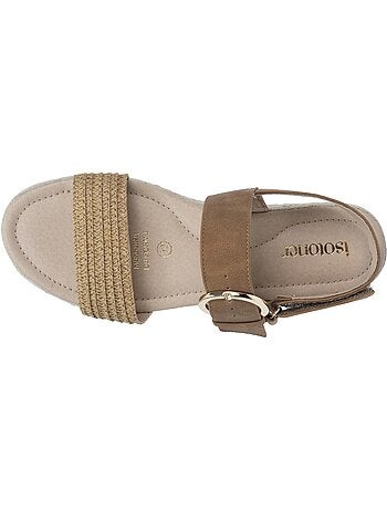 Sandales semelle à mémoire de forme, talon de 3,5cm, design corde et léopard