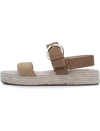 Sandales semelle à mémoire de forme, talon de 3,5cm, design corde et léopard