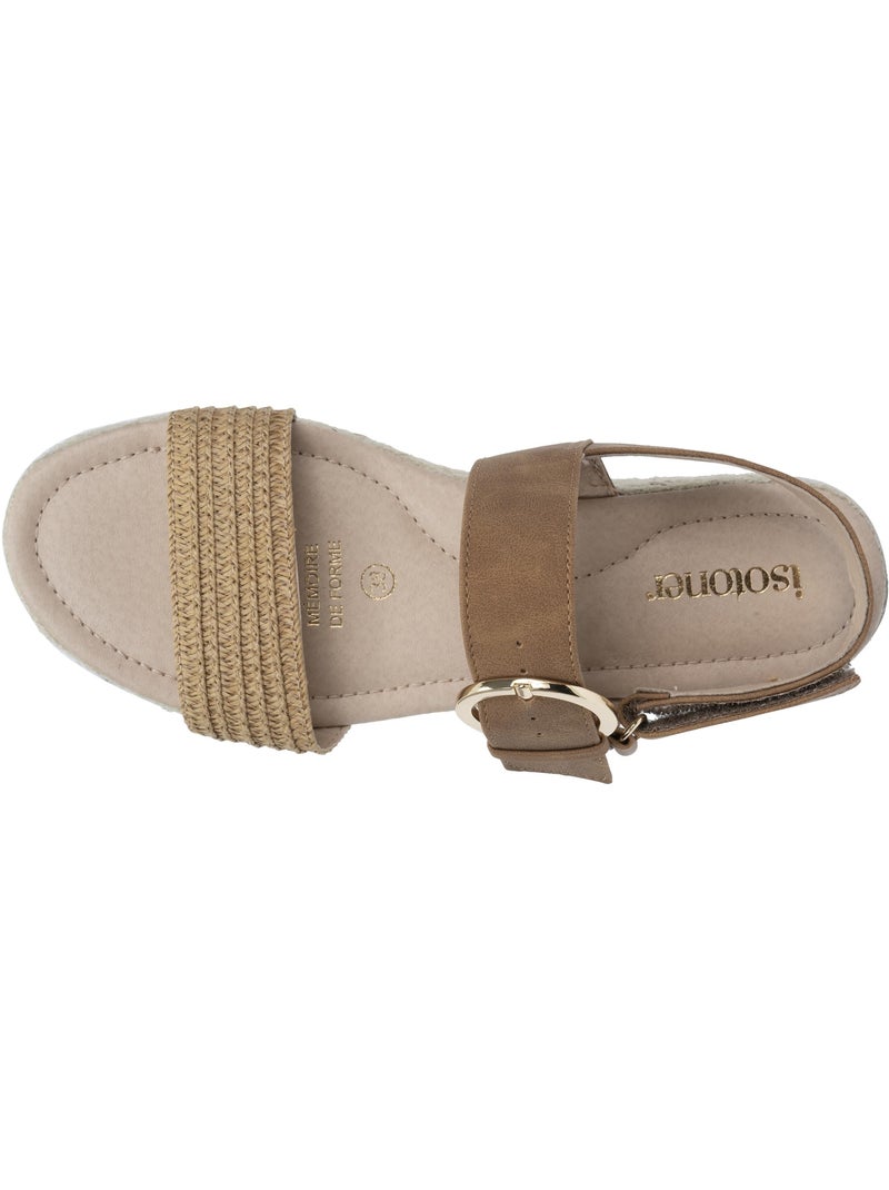Sandales à talon compensé de 3,5 cm, très confortable Camel - Kiabi