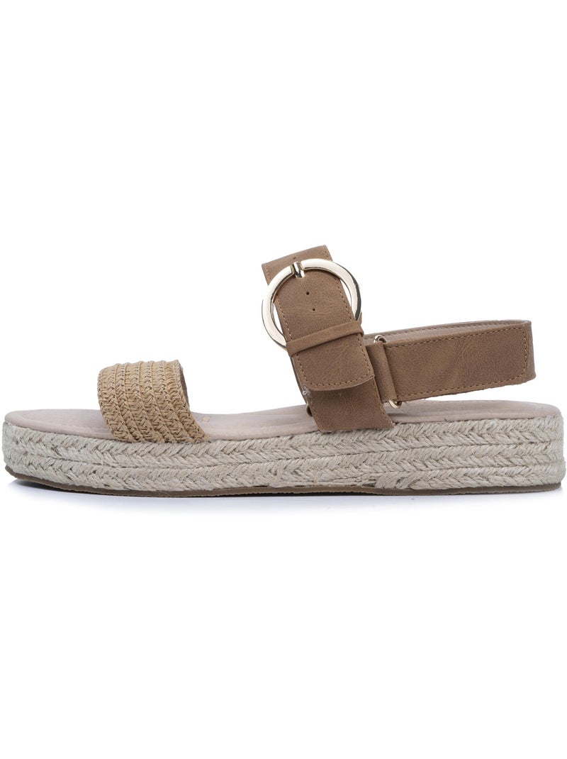 Sandales à talon compensé de 3,5 cm, très confortable Camel - Kiabi