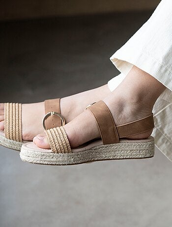 Sandales à talon compensé de 3,5 cm, très confortable Isotoner