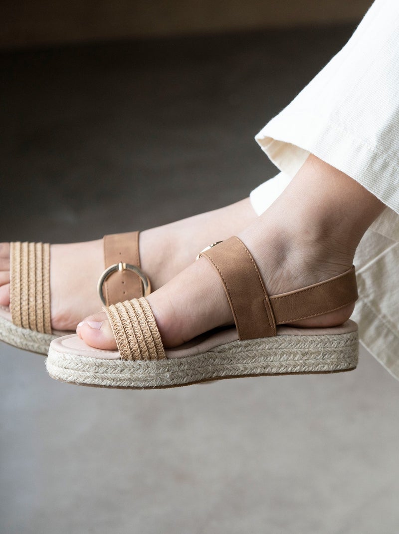 Sandales à talon compensé de 3,5 cm, très confortable  Isotoner Camel - Kiabi