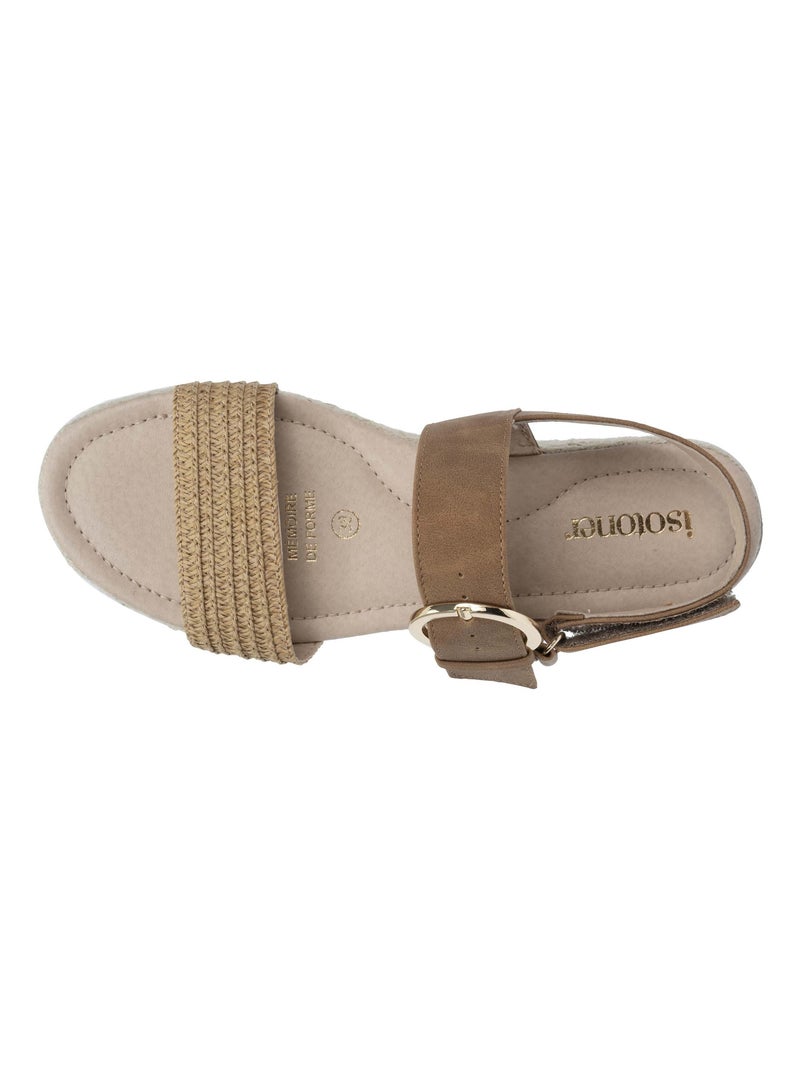 Sandales à talon compensé de 3,5 cm, très confortable  Isotoner Camel - Kiabi
