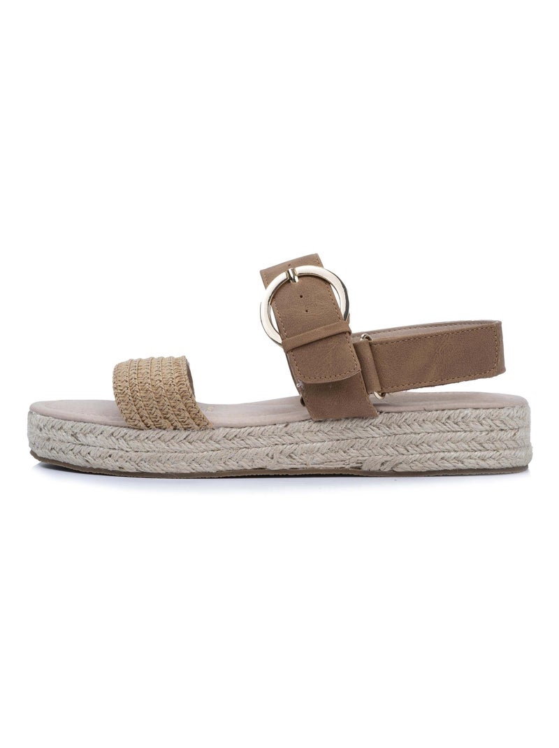 Sandales à talon compensé de 3,5 cm, très confortable  Isotoner Camel - Kiabi