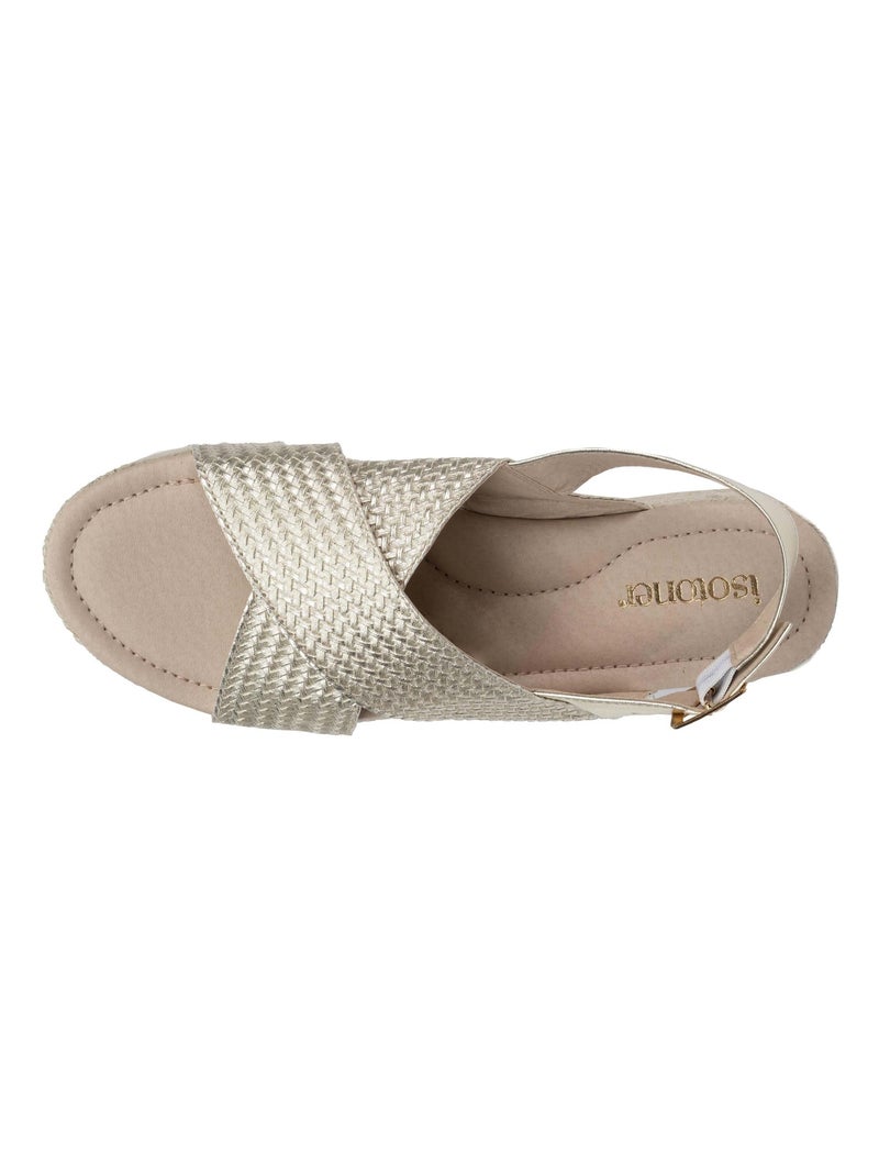 Sandales à talon compensé de 3,5 cm, très confortable  Isotoner Doré/or - Kiabi